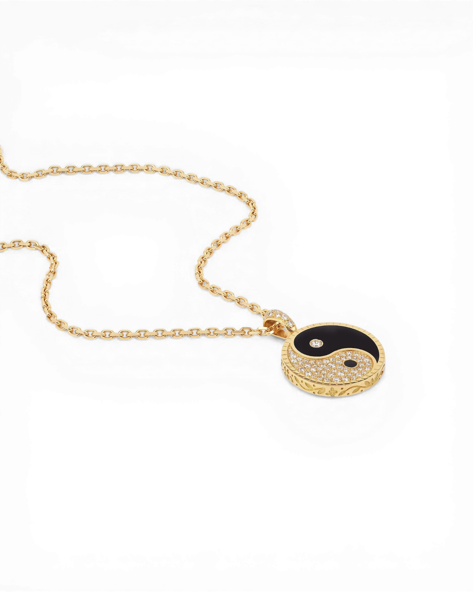 Yin Yang Necklace Large Yellow Gold