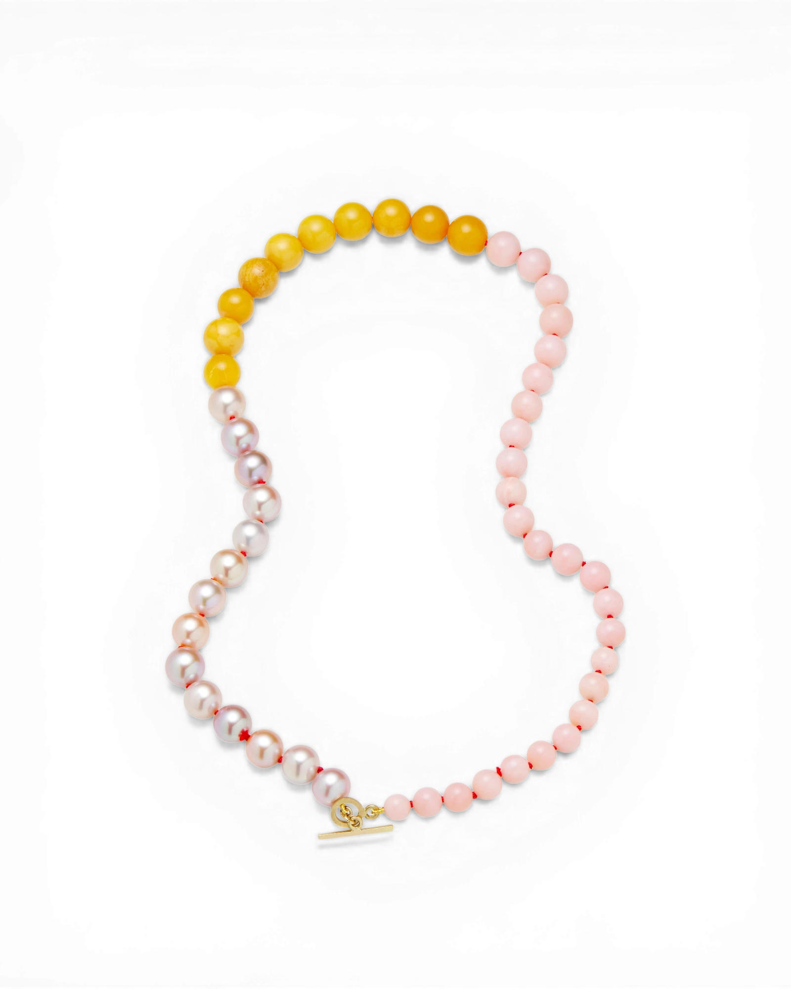 Necklace with selected stones and pearls