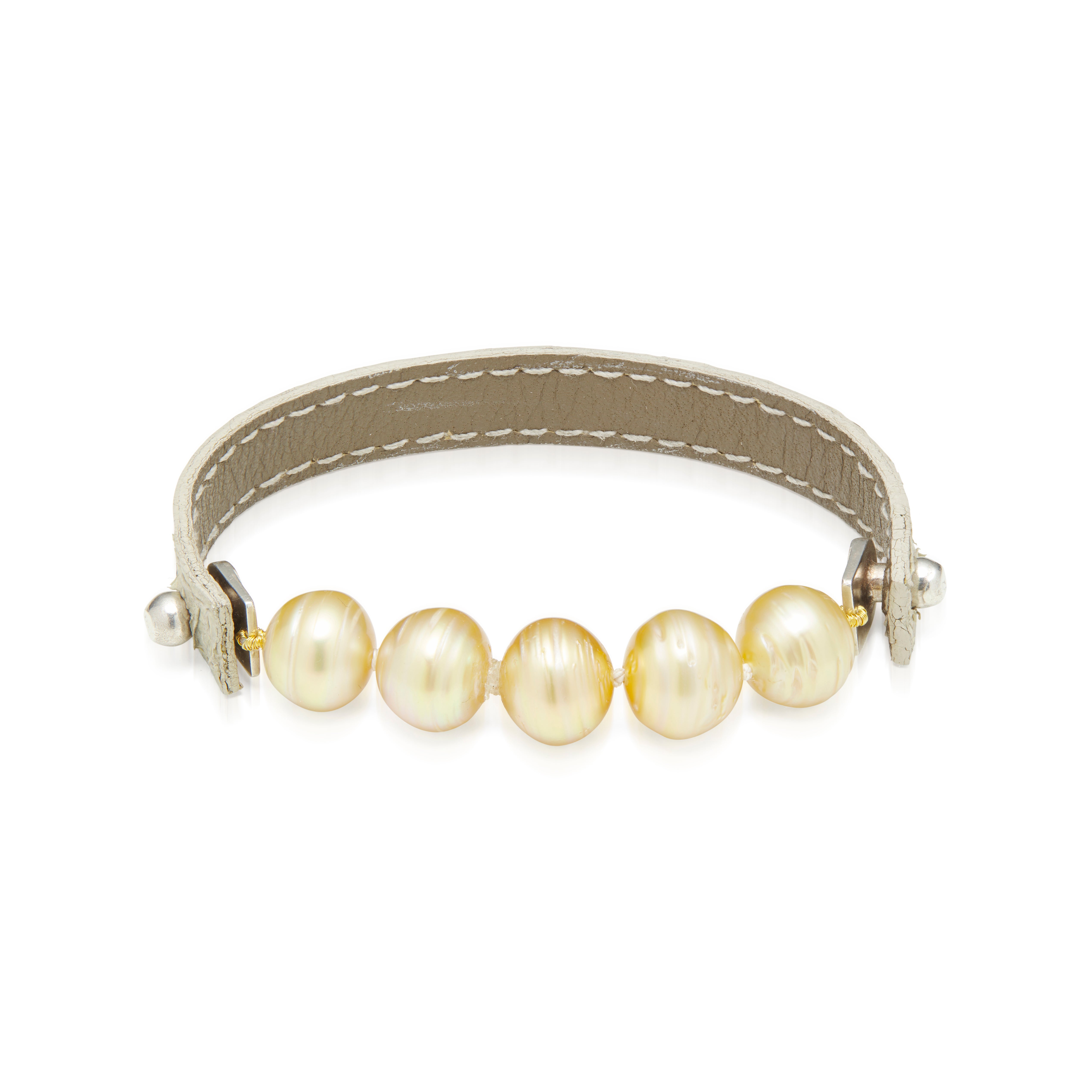 Lederarmband mit gelben Southsea-Perlen