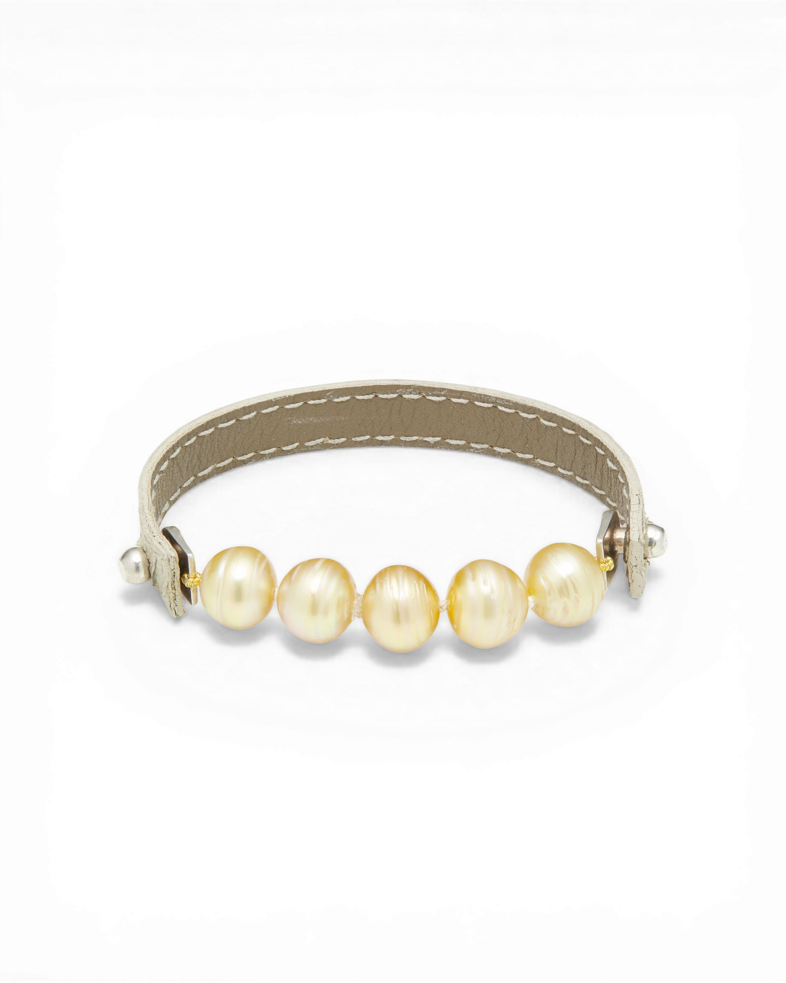 Leather bracelet with yellow South Sea pearls
