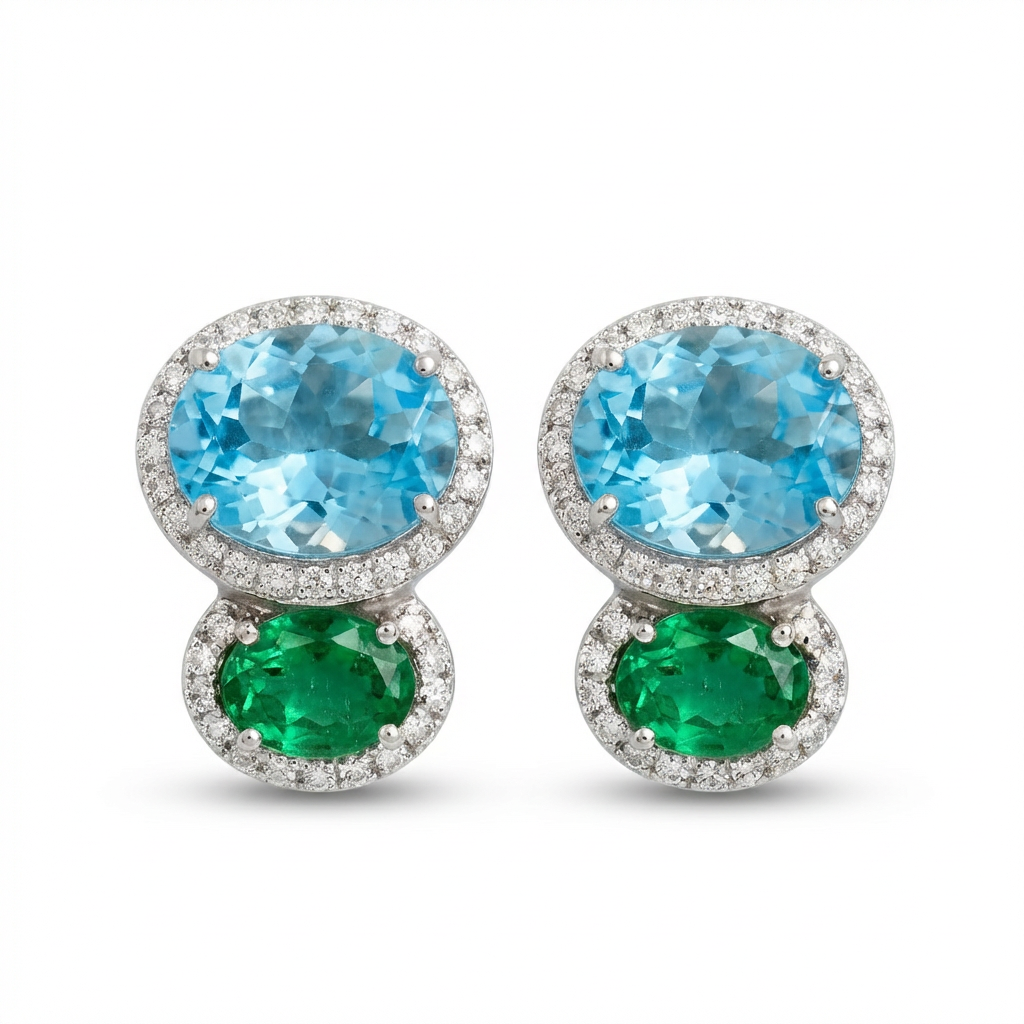 Petit Paris Ohrelipse Blue Topaz Tourmaline